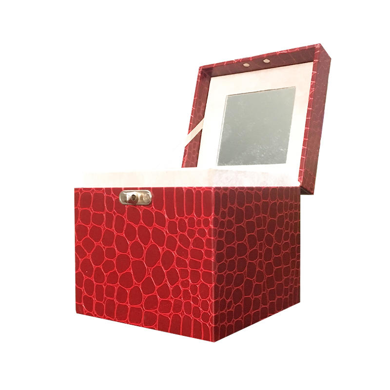 Luxury high quality paperboard clam shell cosmetic packaging box with mirror