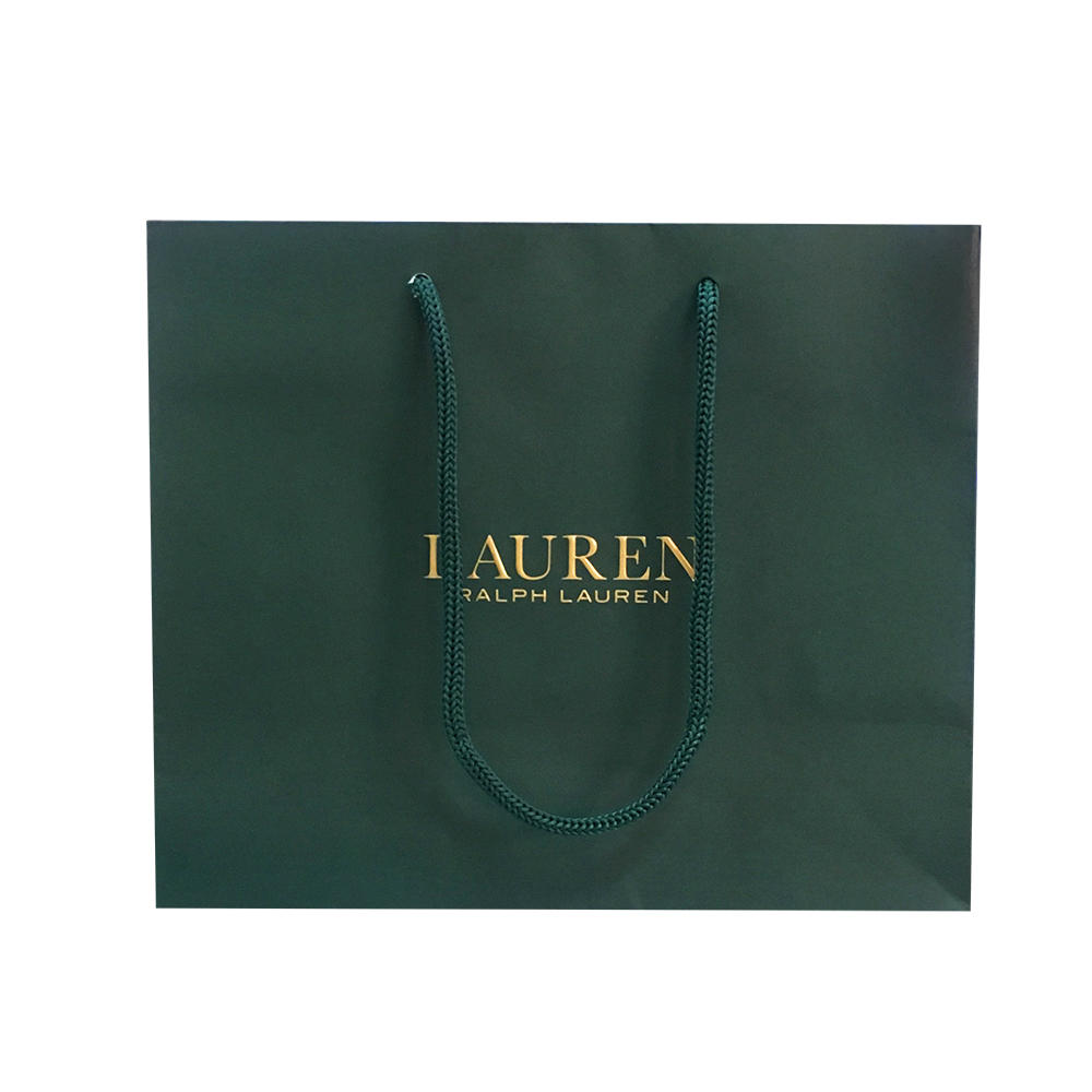 China supplier OEM High quality paper shopping bag with spot uv and nylon string