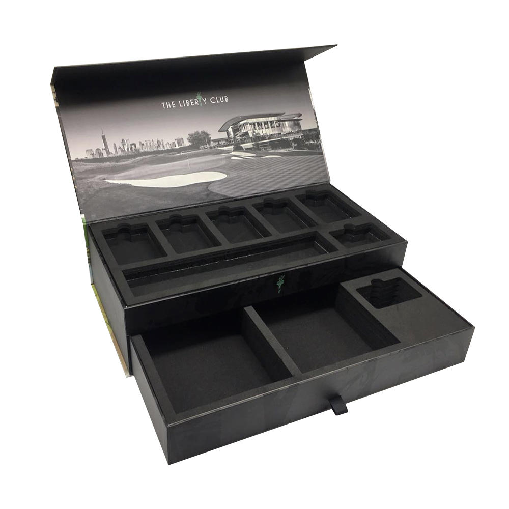 China OEM factory High quality drawer packaging box with sponge and Spot UV