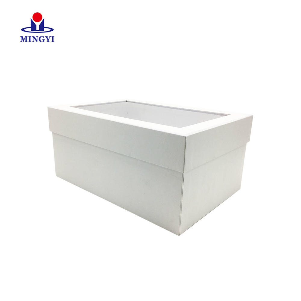 Custom cheap corrugeta packaing box with PVC window with lid white paper box